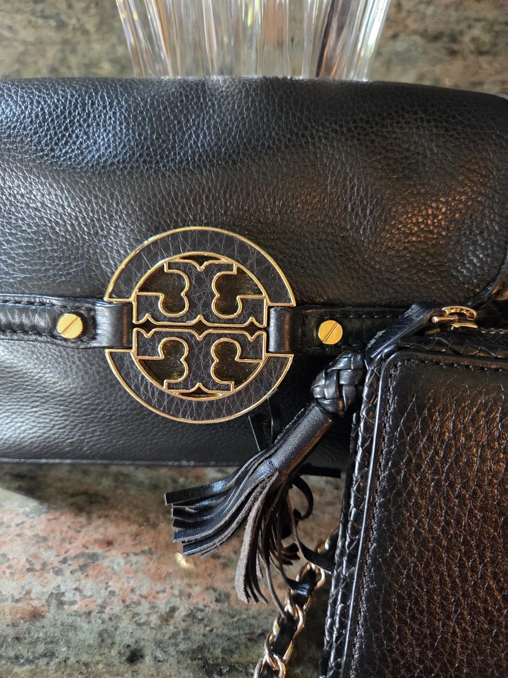 Tory Burch Black Leather Crossbody Bag and Wallet Set